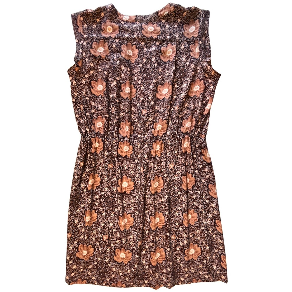 Loft Brown Floral Mini Dress Size L Brown Pink Rustic Fall Darkacademia Cottage
